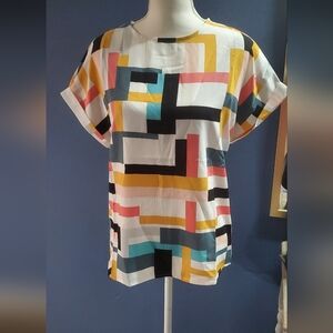 NWOT Color block crew new blouse